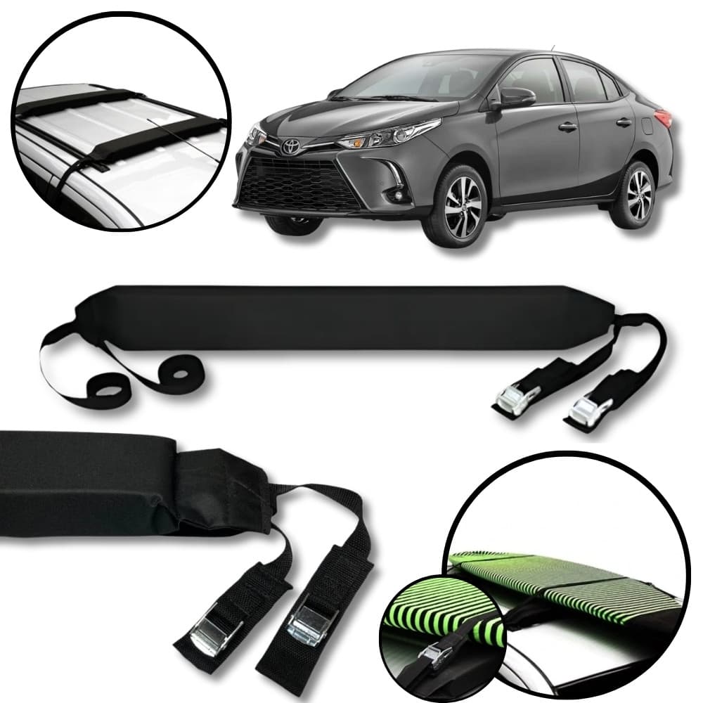 Rack Teto Prancha Surf Carro Com Cinta Toyota Yaris