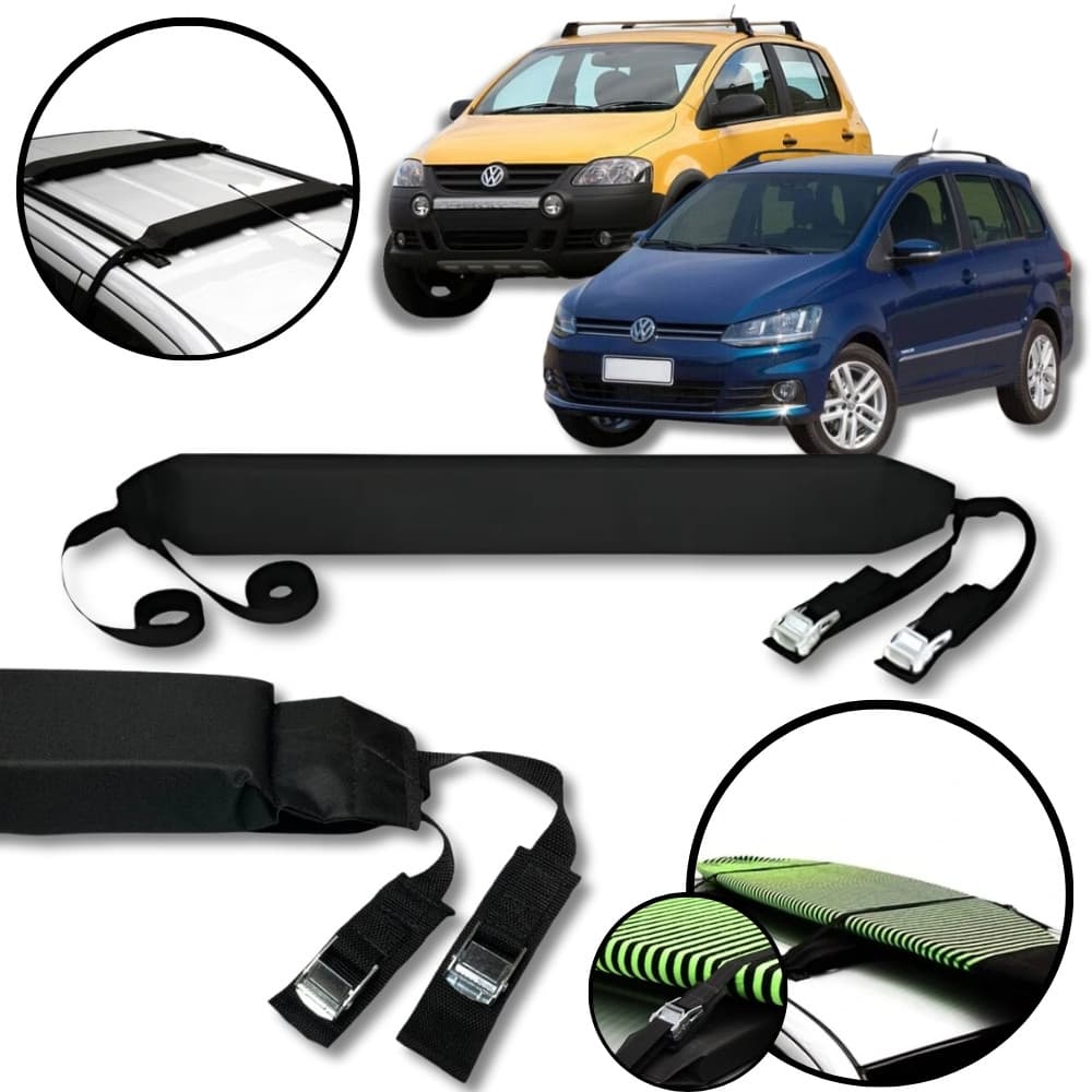 Rack Teto Prancha Surf Carro Com Cinta VW Fox Crossfox