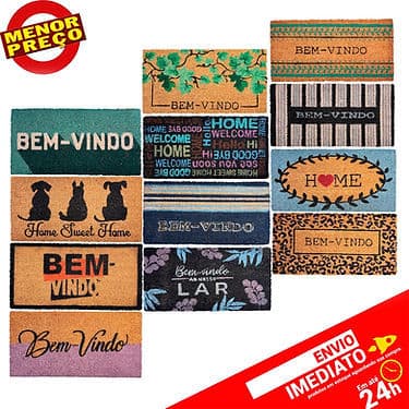 Tapete Capacho Antiderrapante Fibra de Coco - Várias Estampas