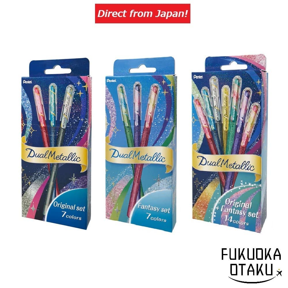 Pentel Caneta Esferográfica Colorida Dual Metallic Kit 1.0mm Ilustração Papelaria【Direto do Japão】