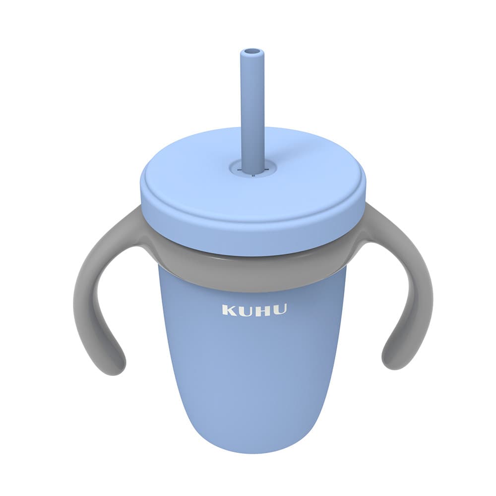 Copo De Treinamento Kuhu 240ml Bico Antivazamento Azul