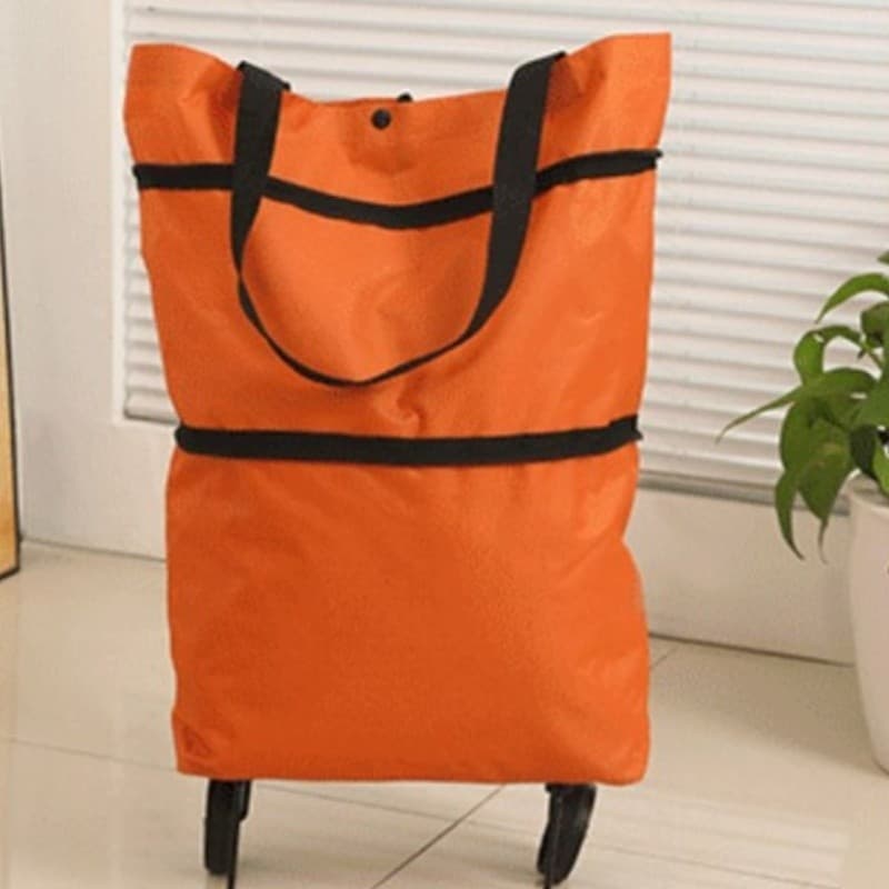 2 Pcs Sacola De Compras Com Roda Arrasto Econômico Portabilidade Flexível Capacidade Adequada Plegável Prático