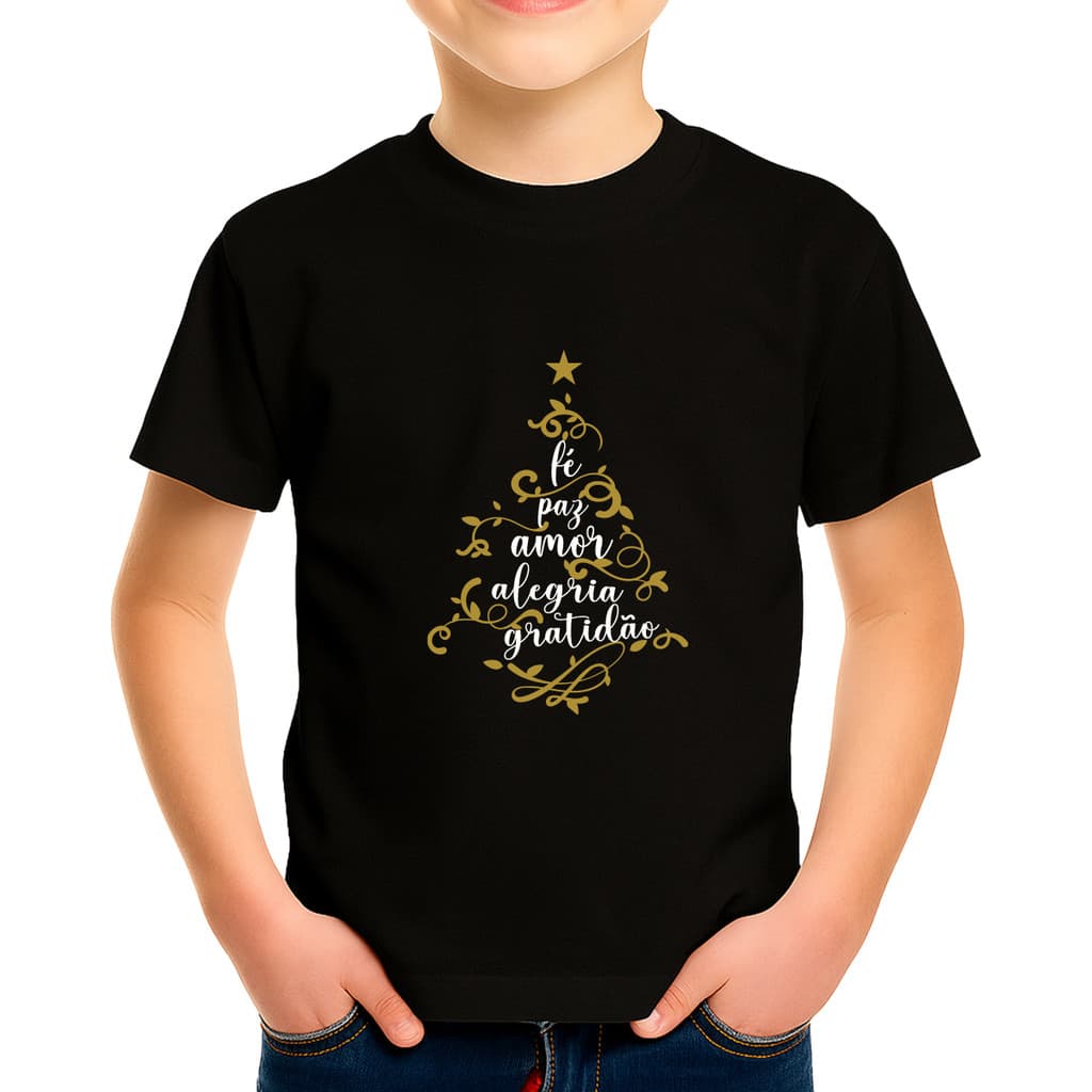 Camiseta Camisa Blusa Infantil Juvenil Para Menino Menina Unissex 100% Algodão Natal Natalina Árvore de Natal md1