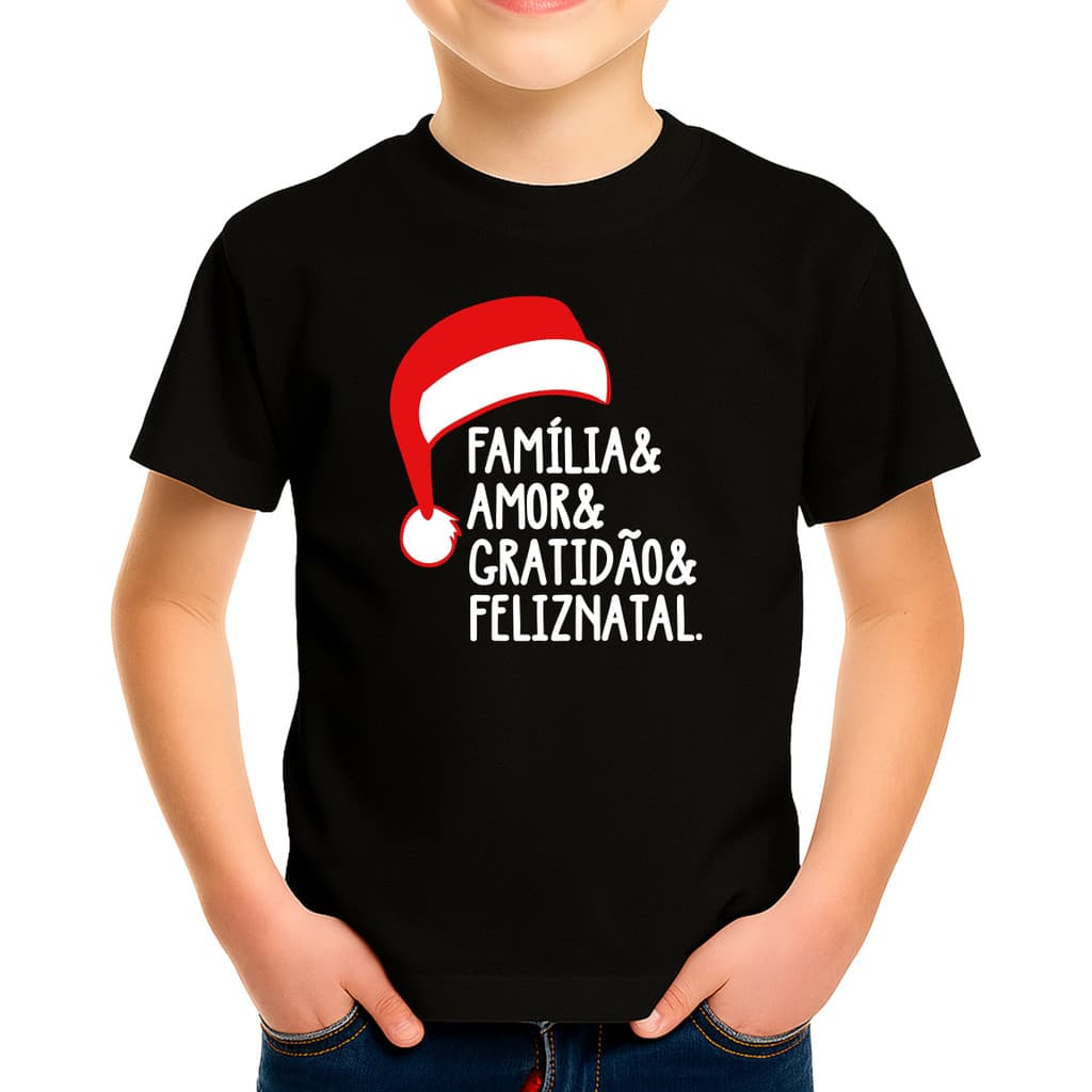 Camiseta Camisa Blusa Infantil Juvenil Para Menino Menina Unissex 100% Algodão Natal Natalina Touquinha Noel
