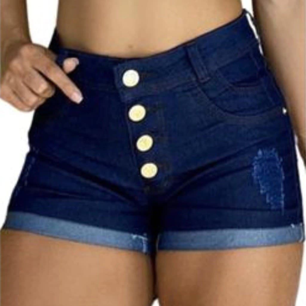 Short Jeans Feminino Comfort Lavagem Escura com Lycra, LS MODAS