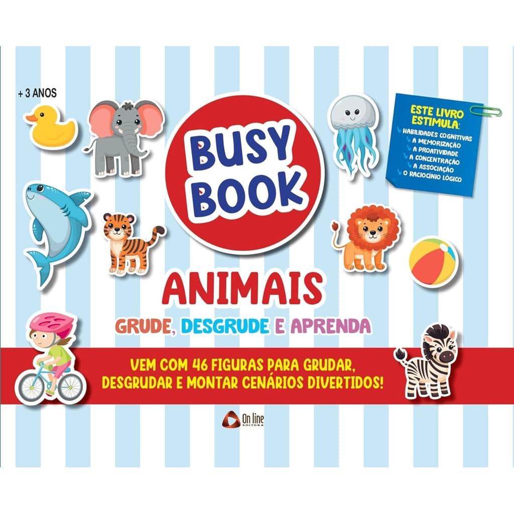 Livro Busy Book Animais Grude, Desgrude E Aprenda
