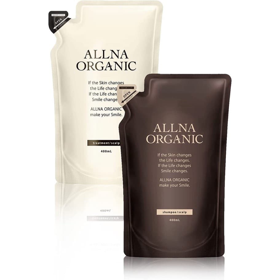 Kit de shampoo orgânico Allna 400ml, fabricado no Japão (cor amadeirada), sem aditivos.