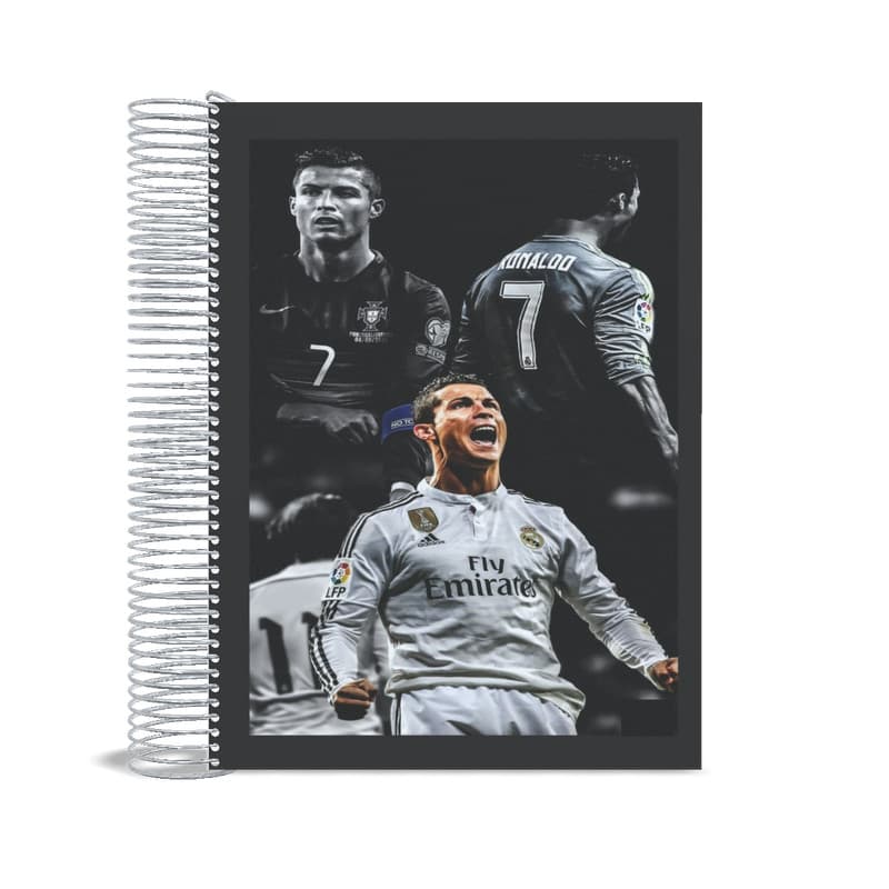Caderno universitário Cristiano Ronaldo Jogador de Futebol 1 matéria material
