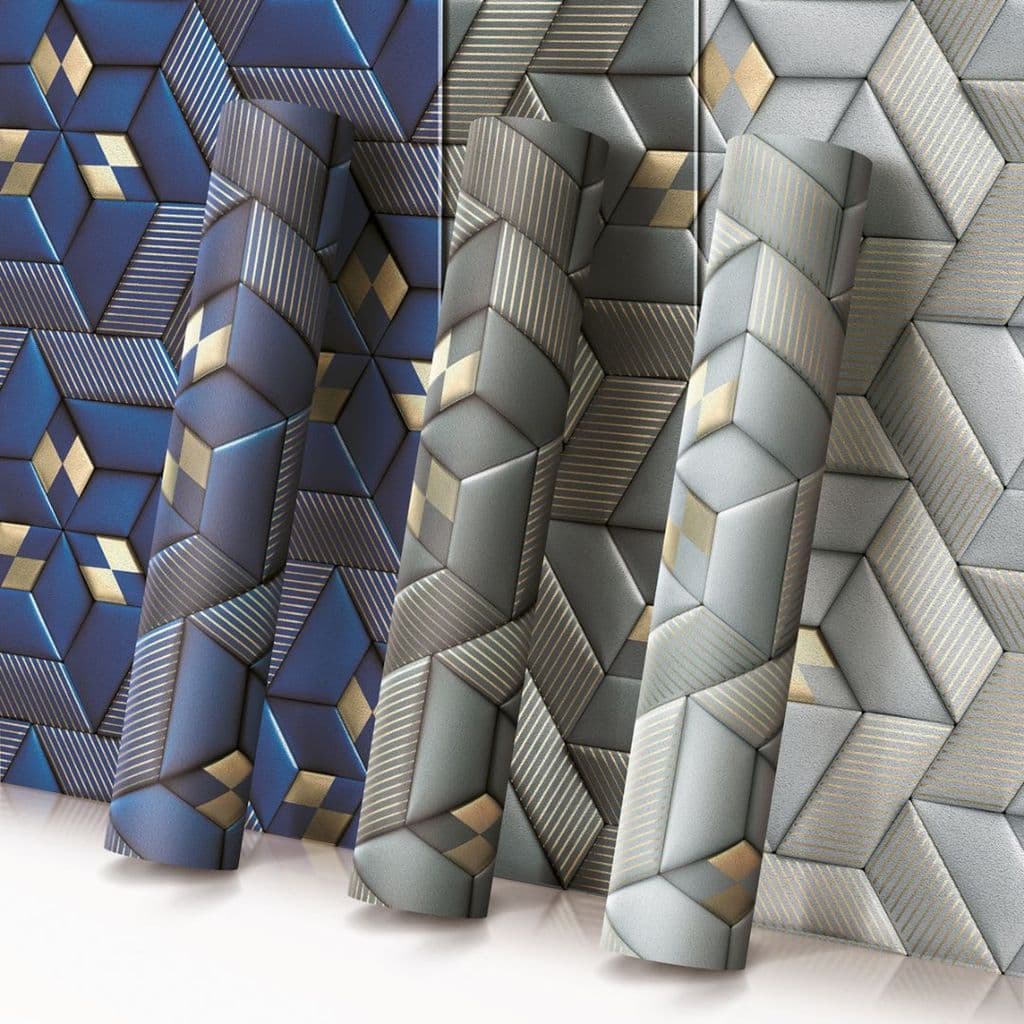 Papel De Parede Adesivo Padrão Geométrico 3D Lavável Pra Quarto Sala e Escritório 10m