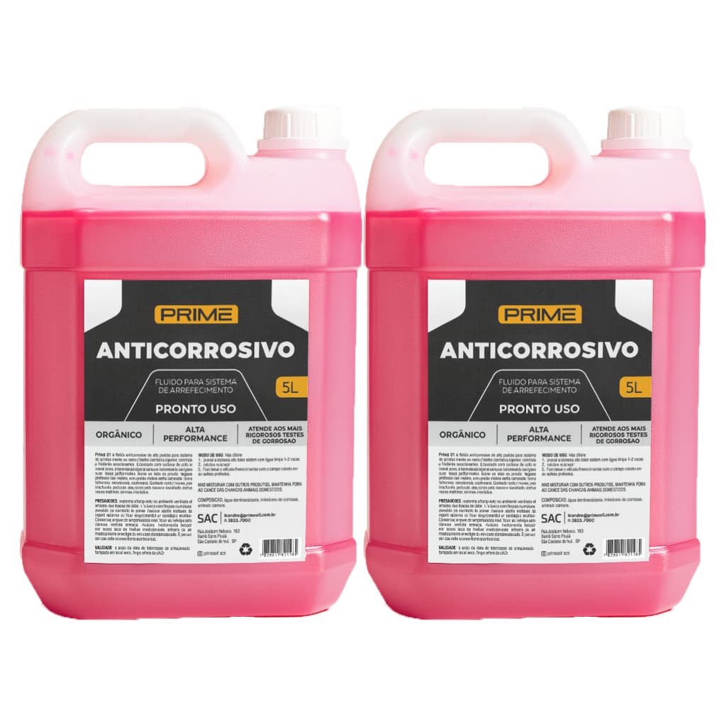Kit 2 Melhor Fluido Aditivo Radiador Pronto Uso 5L Rosa Orgânico Anticorrosivo Arrefecimento Premium