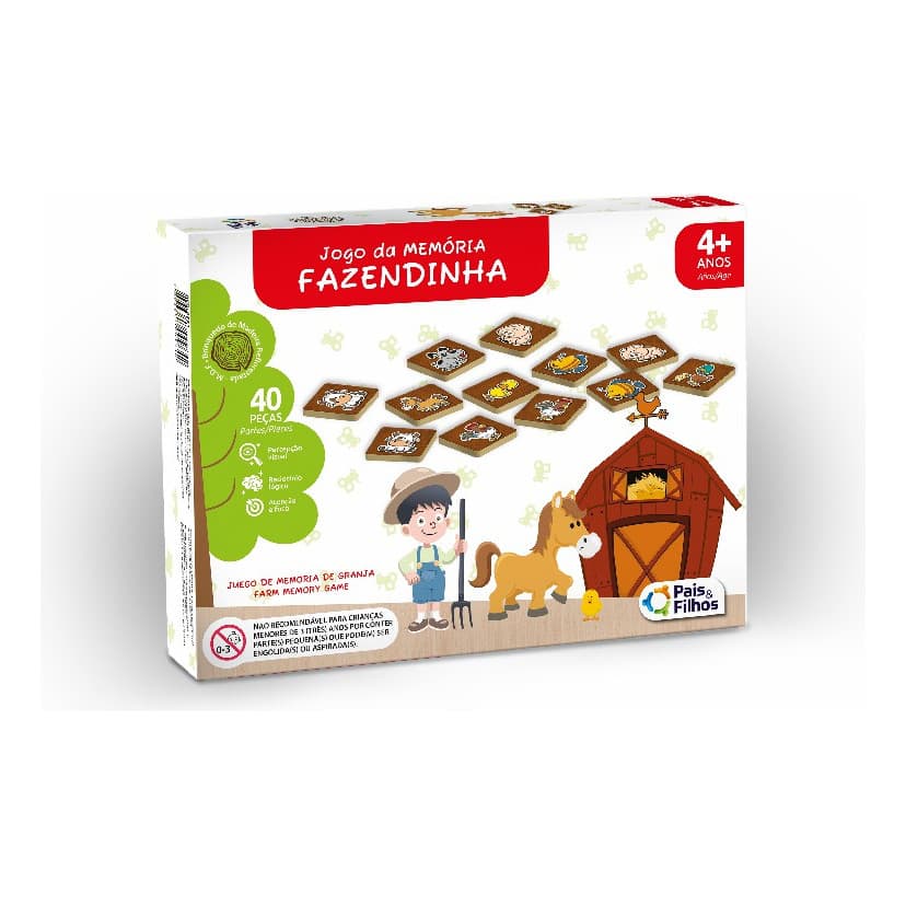 Brinquedo Jogo Da Memória Fazendinha Animais Em Madeira - Pais e Filhos