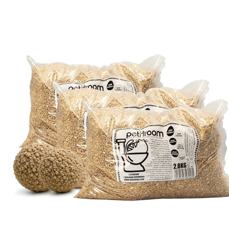 Combo 8.1 kg Areia para Gato de Milho e Mandioca Biodegradável Zero Odor Econômica