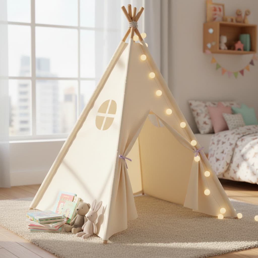 Cabaninha Tenda Infantil P/ Festa Pijama Barraca Toca Cabana Creme
