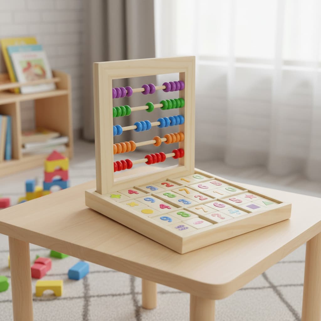 Ábaco Infantil Educativo De Madeira Com Bloco De Númericos