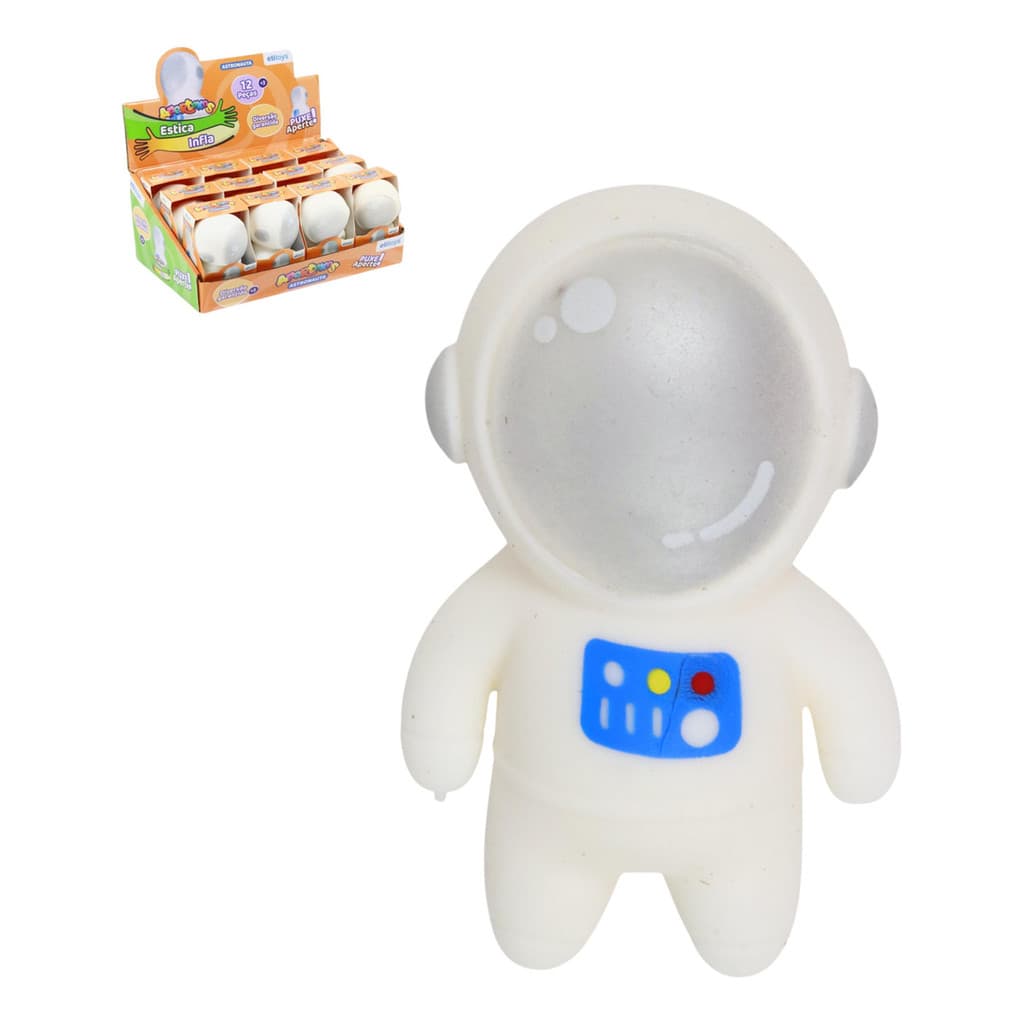 Boneco De Astronauta Anti Stress 11cm Branco Branco
