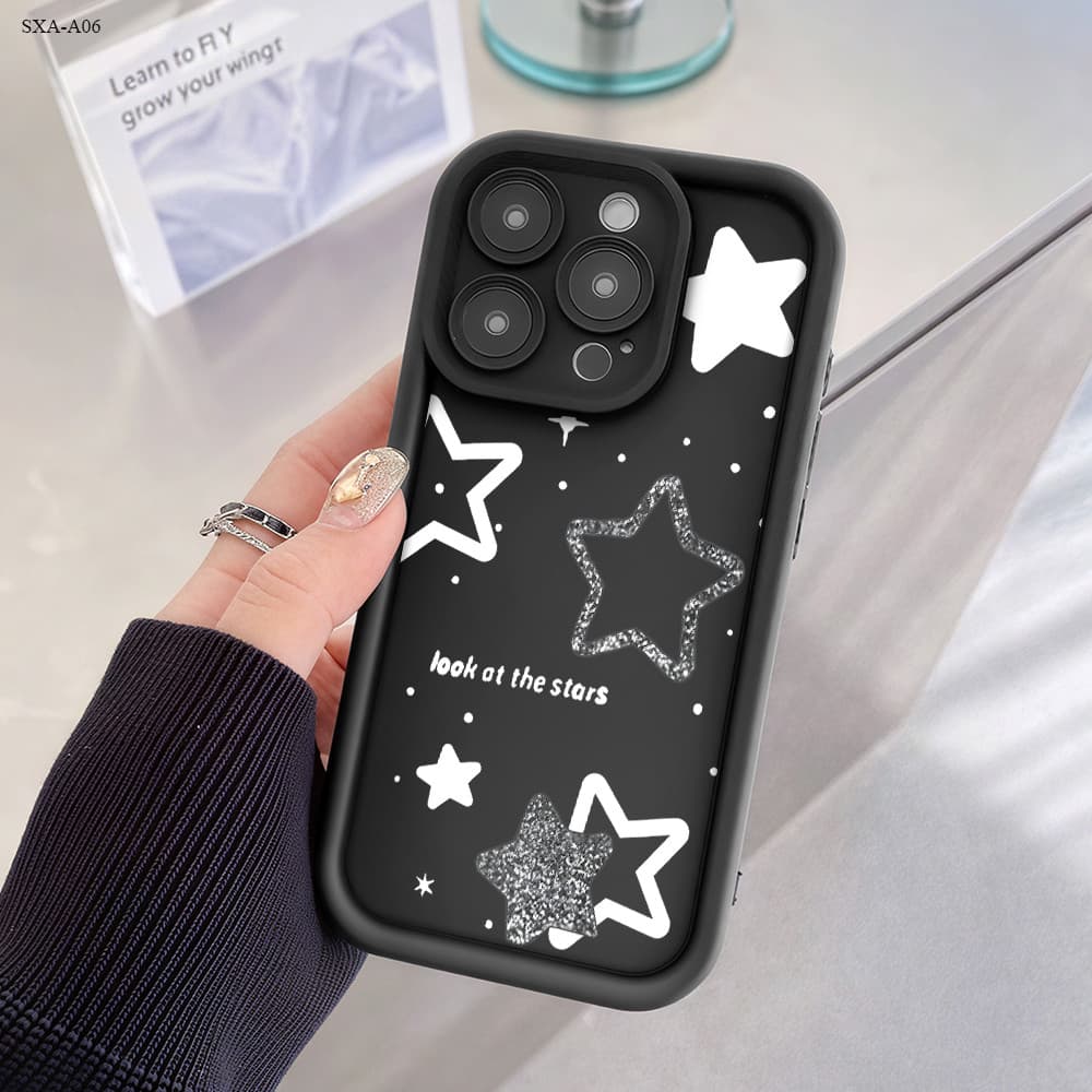 Capinha Estrelas Preto Para Samsung Galaxy A06 A07 A05 A05S A04E A03S A03 Core 4G 5G Capa de Anti-queda Celular TY5569