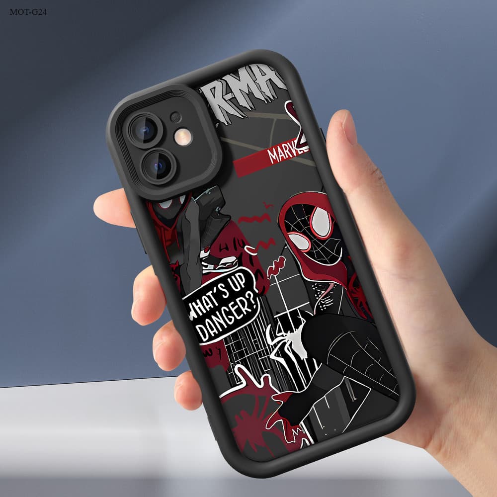 Capinha Homem-Aranha Preto Para Motorola Moto G24 G15 G22 G20 G30 G05 G14 G10 G04 G04S Capa de Anti-queda Celular TY5849