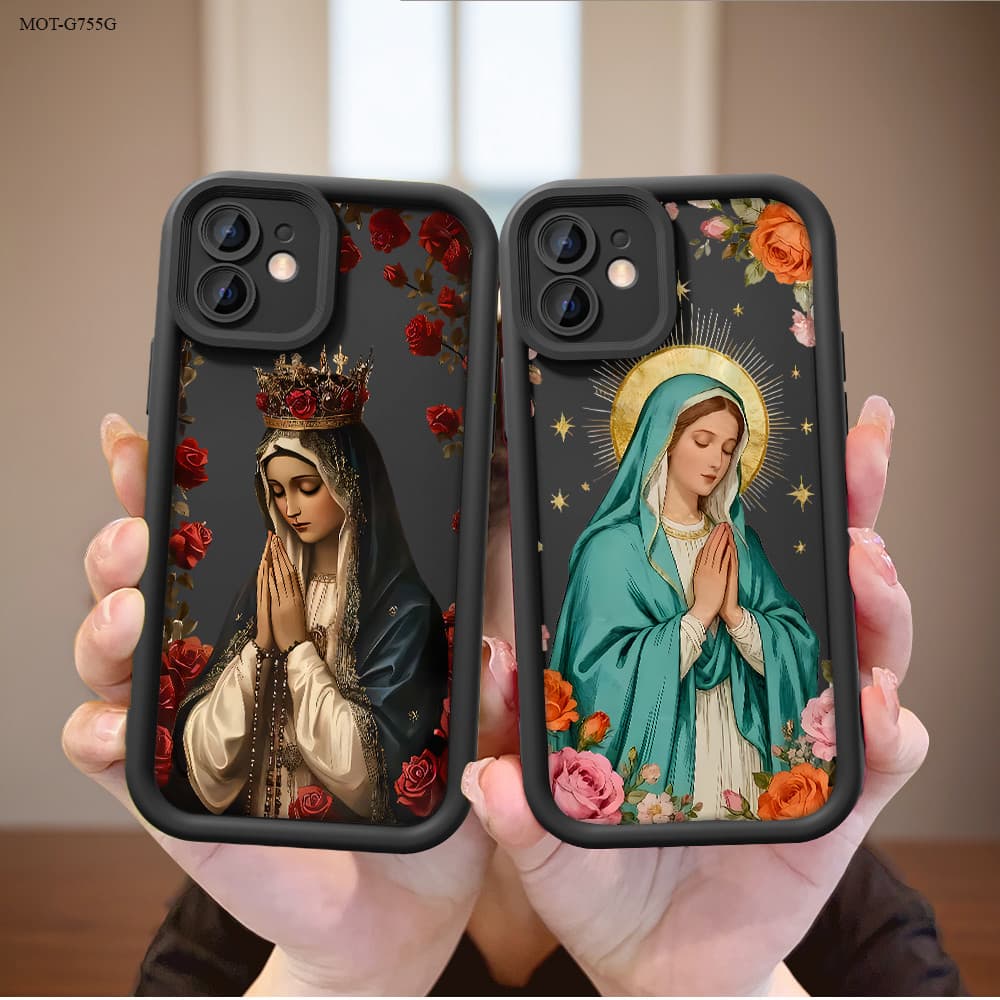 Capinha Nossa Senhora Preto Para Motorola Moto G56 G35 G52 G54 G53 G34 G75 G84 G60 G82 G85 5G Capa de Anti-queda TY6988