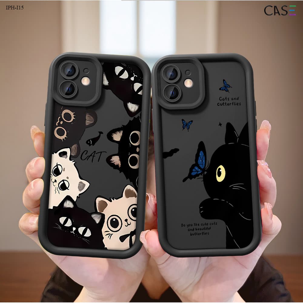 Capinha Gato Preto Para iPhone 17 17E 16 16E 15 14 13 12 11 X XS XR 7 8 SE Pro Max Plus Capa de Silicone Celular TY6996