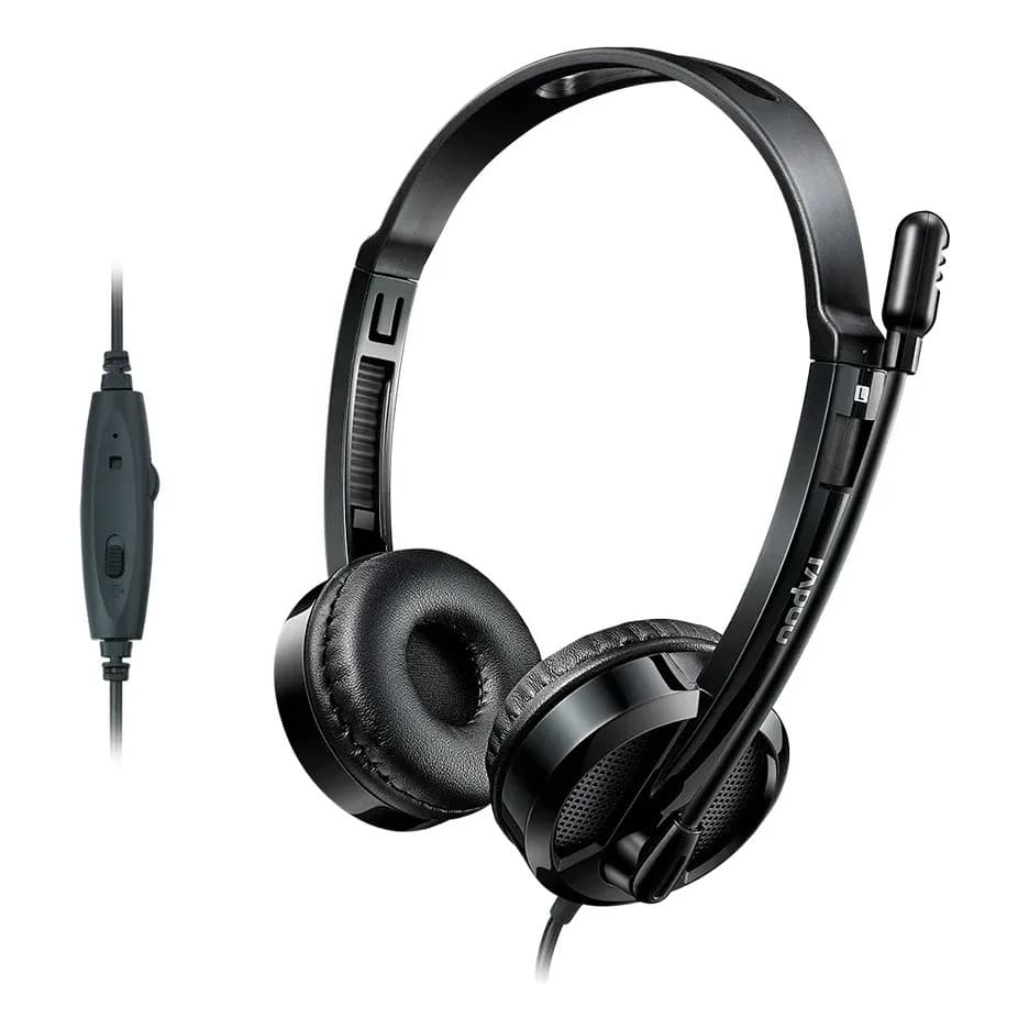 Headset Rapoo H100 Fone De Ouvido Com Microfone P2 P3 3.5mm PC Notebook Celular - Redutor de Ruído