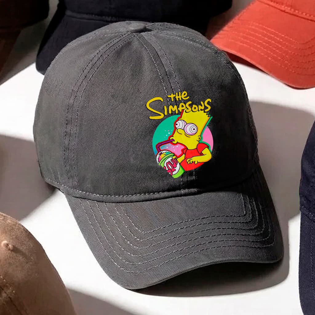 Boné Baseball The Simpsons Bart Squishee Paródia Unissex Ajustável Streetwear Preto
