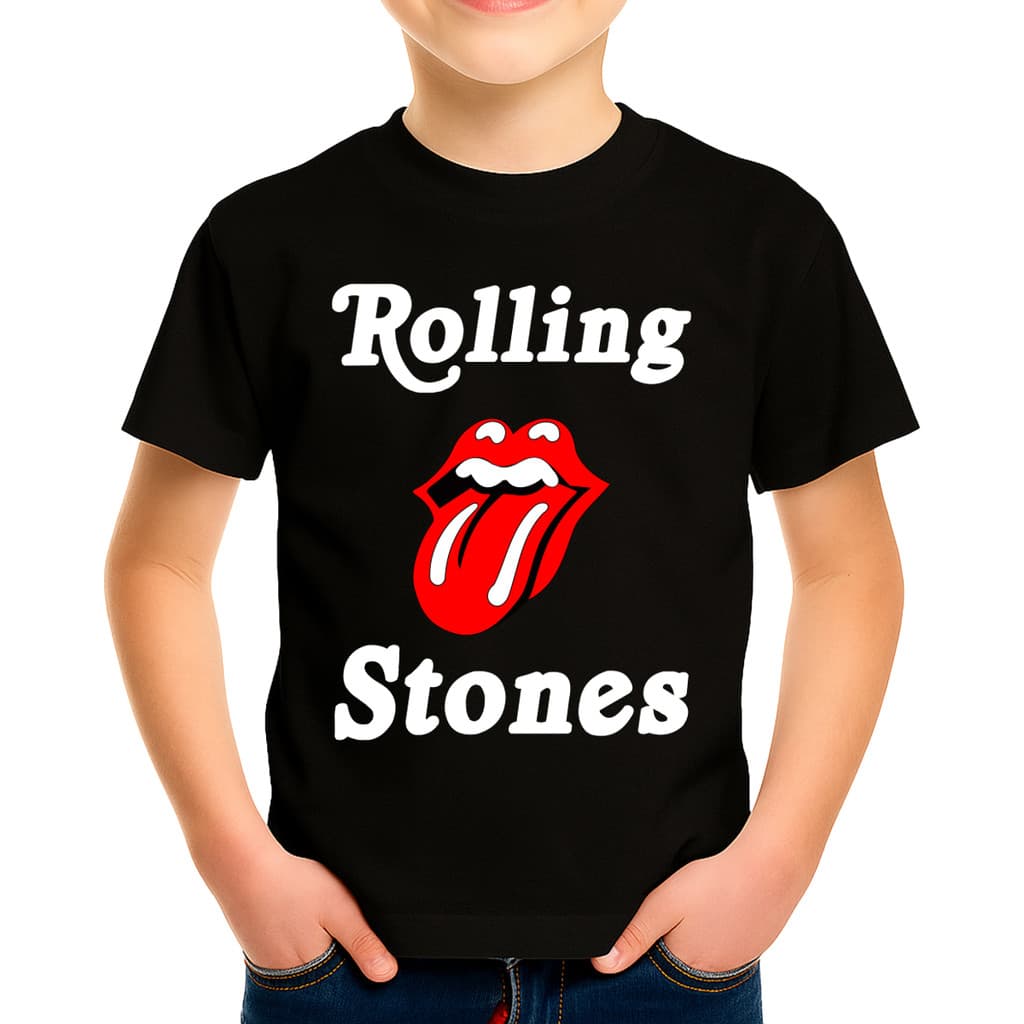 Camiseta Camisa Blusa Infantil Juvenil Para Menino Menina Unissex 100% Algodão Banda de Rock The Rolling Stones Md2