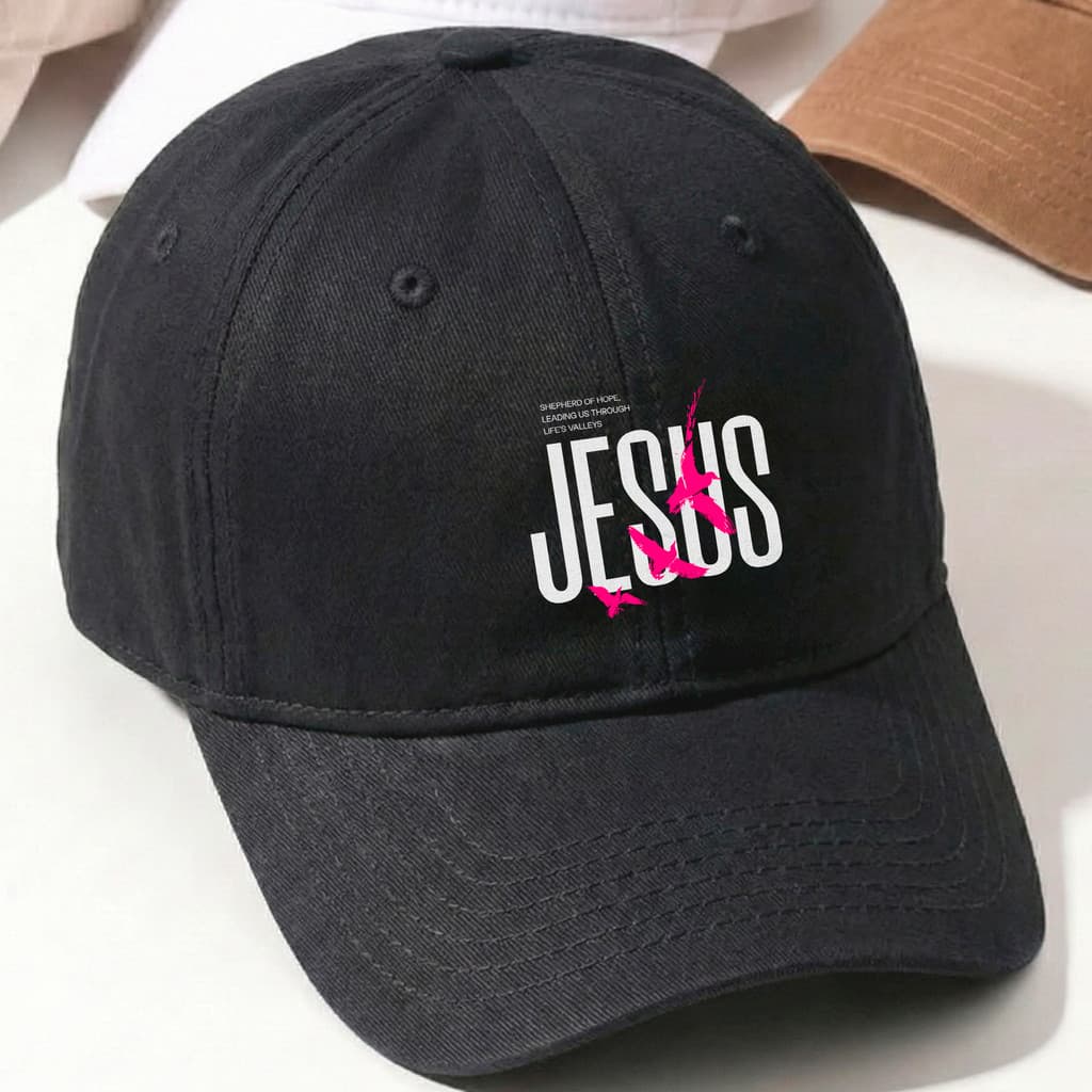Boné Preto Beisebol Jesus Nome Rosa Unissex Moderno Gospel Boné Feminino e Masculino