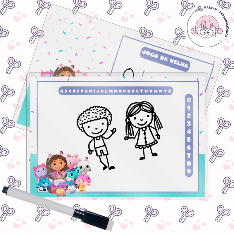 Lousa Mágica + Caneta Com Apagador Tema A Casa Mágica Da Gabby Festa Infantil Lembrancinha