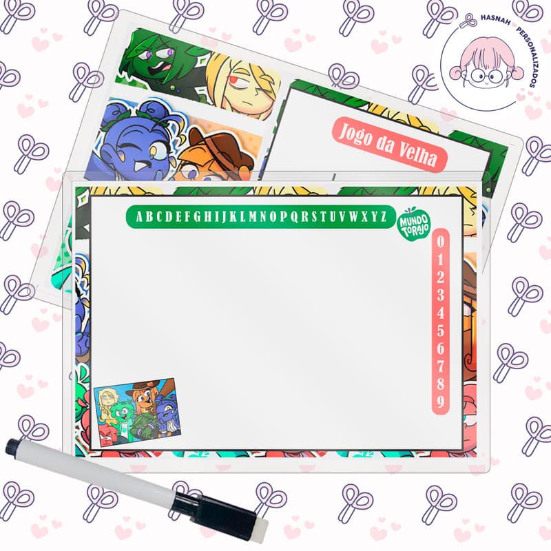 Lousa Mágica + Caneta Com Apagador Tema Mundo Torajo Festa Infantil Lembrancinha