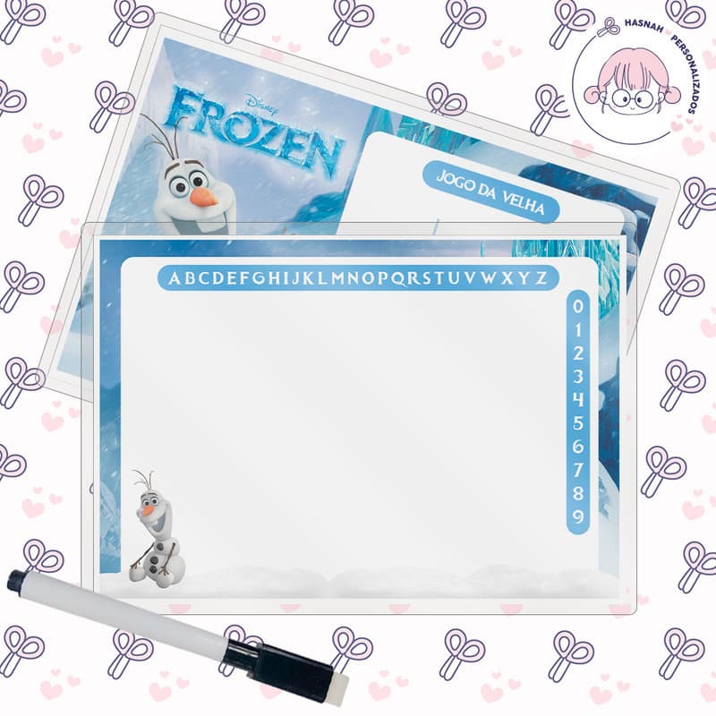 Lousa Mágica + Caneta Com Apagador Tema Olaf (Frozen) Festa Infantil Lembrancinha