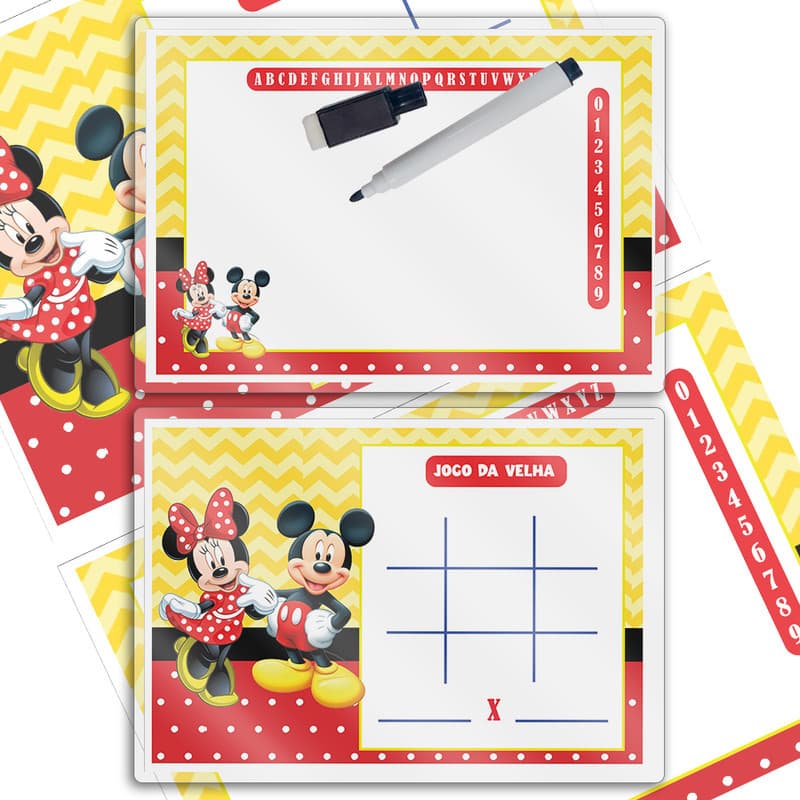 Lousa Mágica Para Festa Infantil Lembrancinha Mickey E Minnie Com Caneta Que Apaga