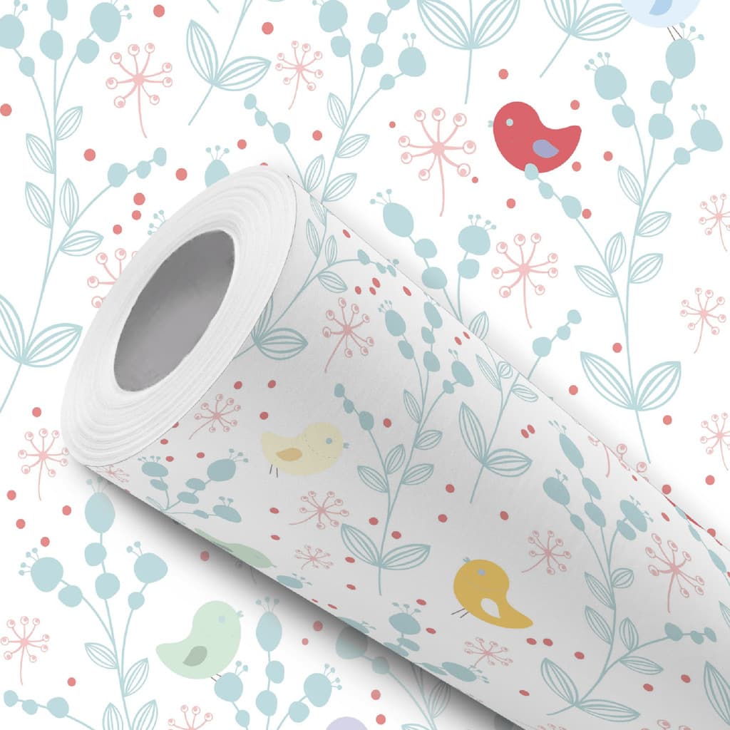 Papel de Parede Adesivo Resistente Desenho Delicado Pássaros Fácil Aplicação