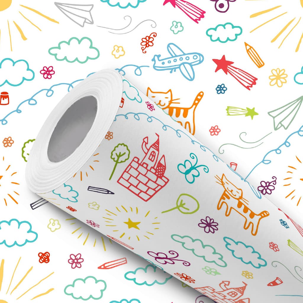 Papel de Parede Adesivo Resistente Desenhos Infantis Coloridos Fácil Aplicação