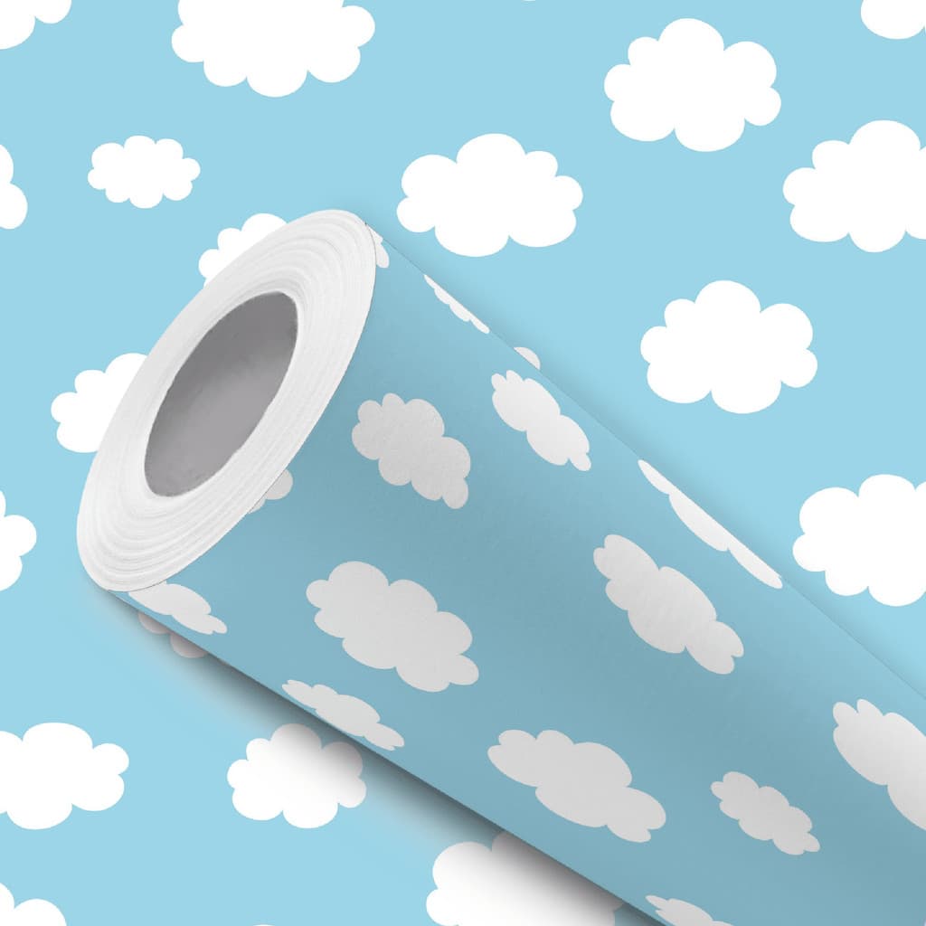 Papel de Parede Adesivo Resistente Nuvens Brancas e Céu Azul Fácil Aplicação
