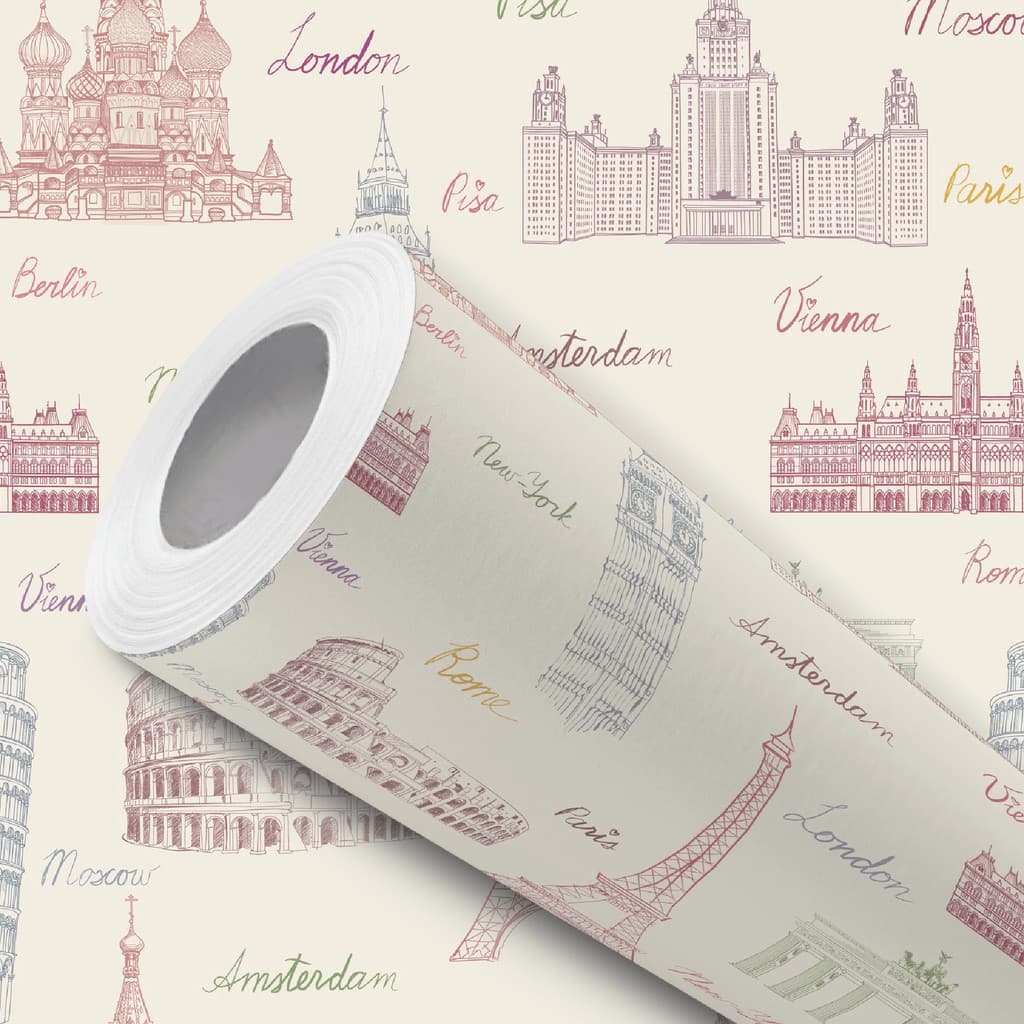 Papel de Parede Vinílico Resistente Pontos Turisticos Viagem Fácil de Aplicar