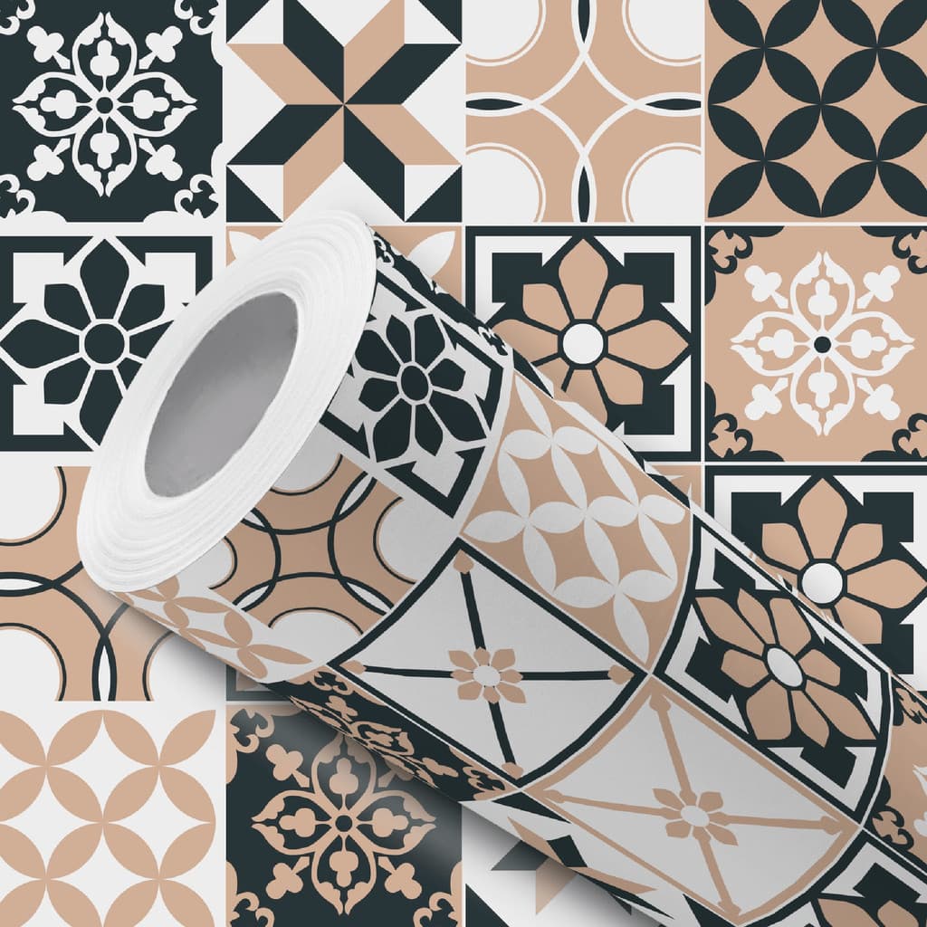 Papel de Parede Vinílico Resistente Azulejo Português Bege Nude Fácil de Aplicar