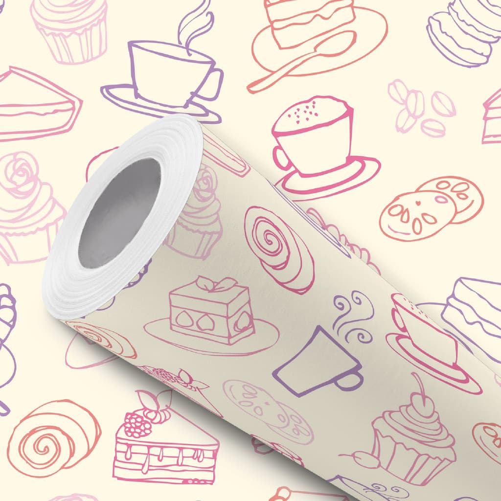 Papel de Parede Vinílico Adesivo Colorido Confeitaria Doces Fácil de Aplicar