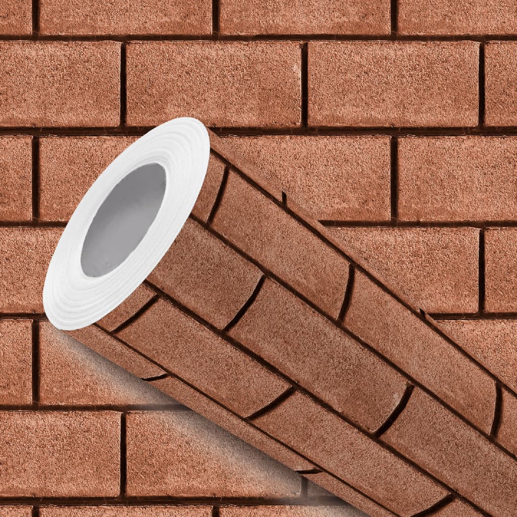 Papel de Parede Vinílico Resistente Tijolos Rústicos Marrom Fácil de Aplicar