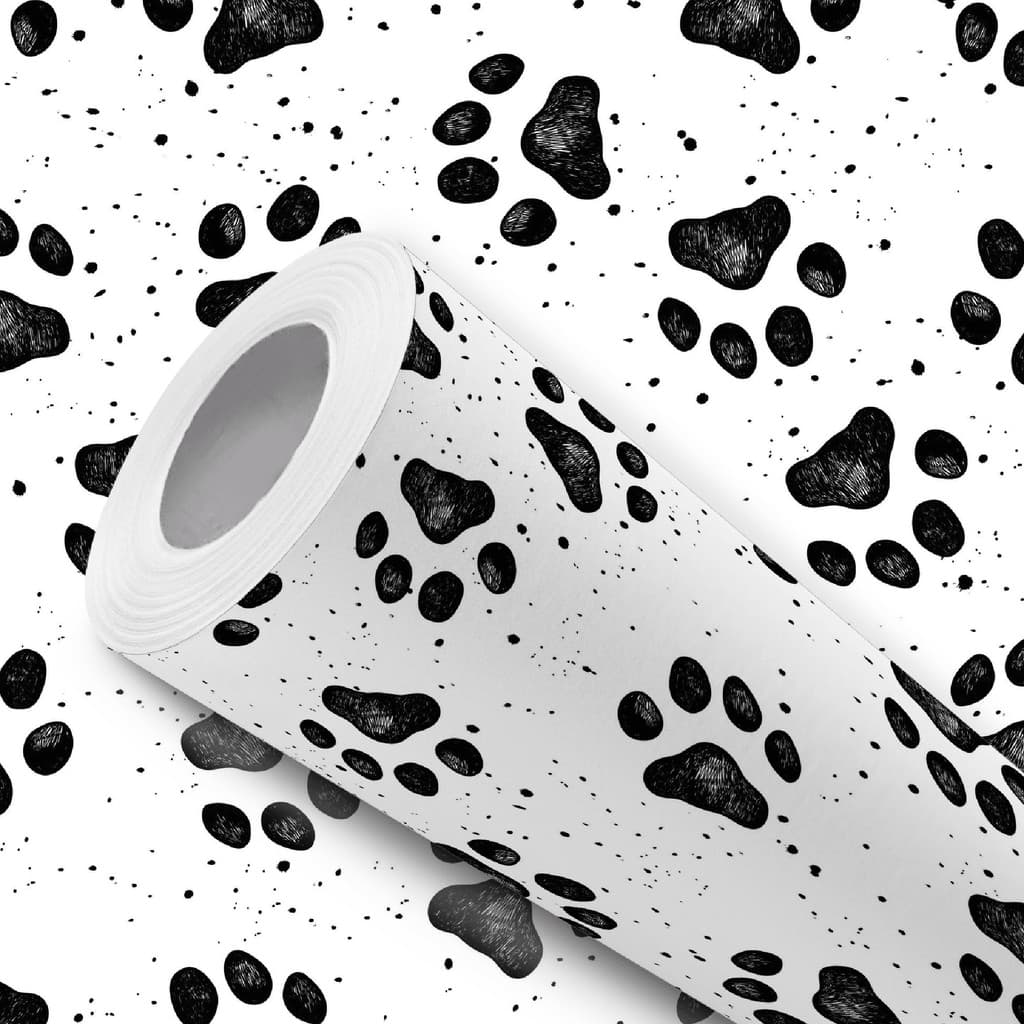 Papel de Parede Vinílico Adesivo Patas Cachorro Poá Preto Fácil de Aplicar