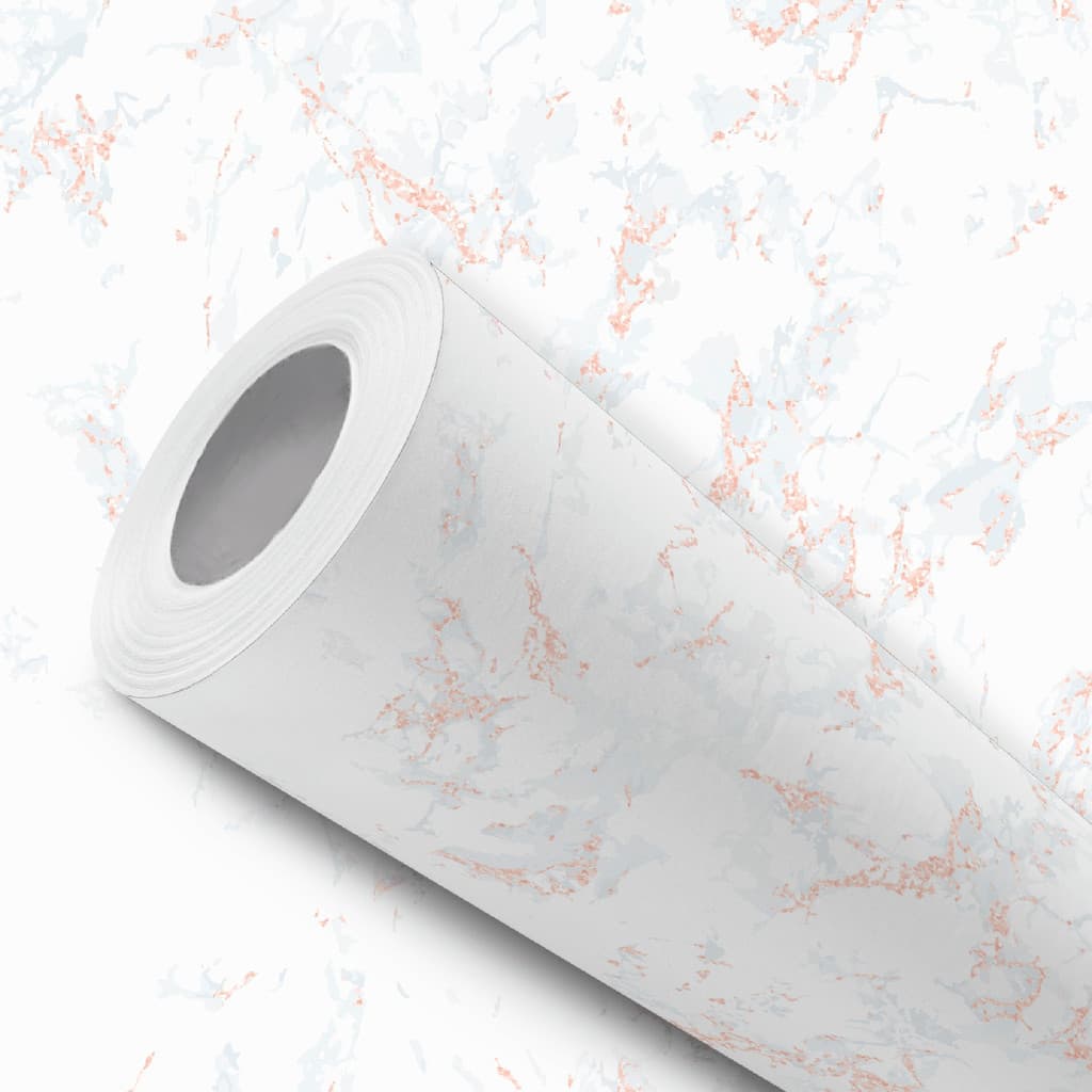 Papel de Parede Vinílico Resistente Efeito Mármore Veios Rosa Fácil de Aplicar