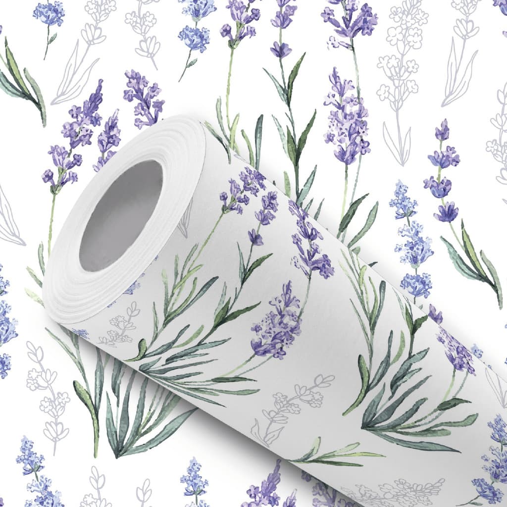Papel de Parede Vinílico Adesivo Ramos Flor Lavanda Lilás Fácil de Aplicar