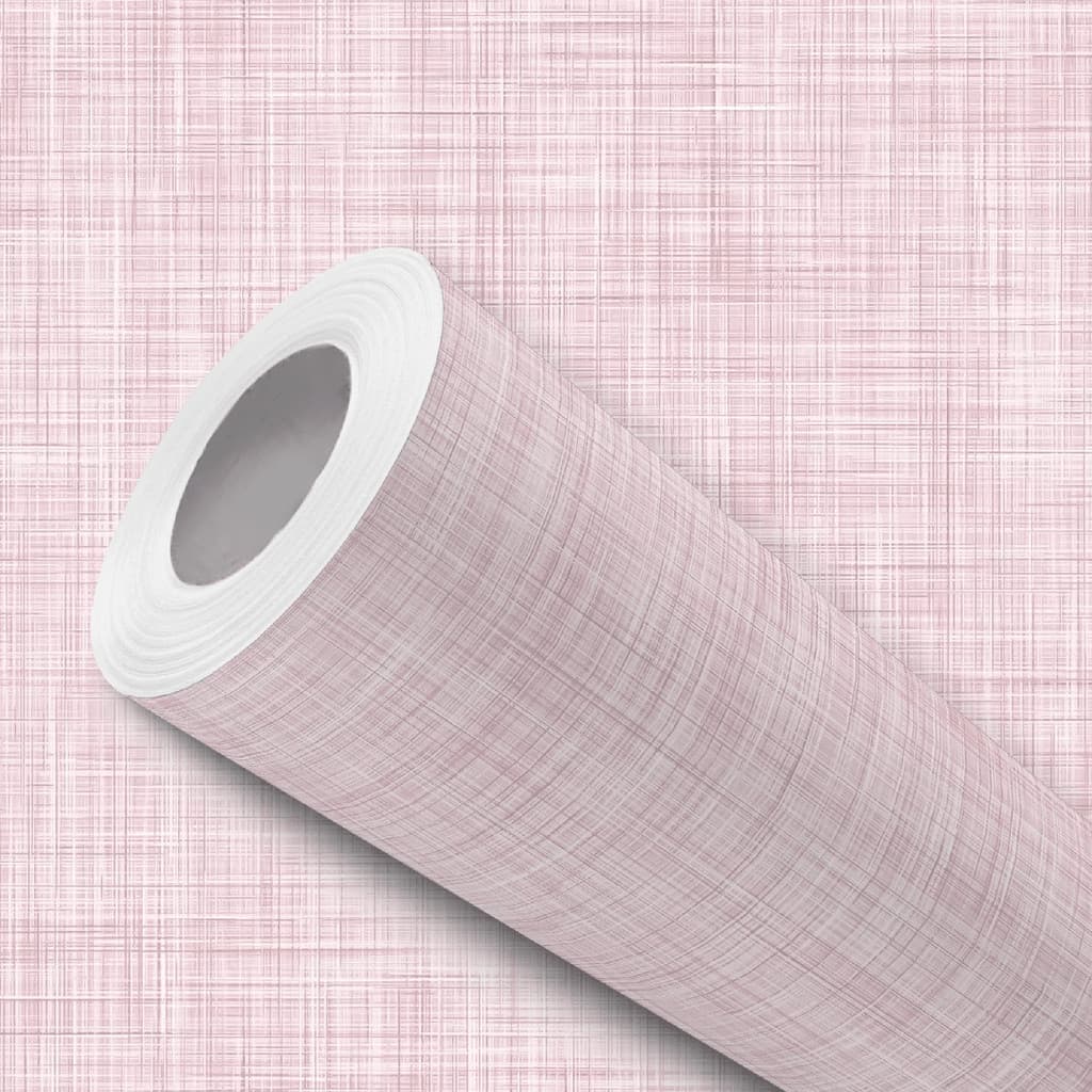 Papel de Parede Efeito Linho Rosa Claro Adesivo Fácil Aplicação
