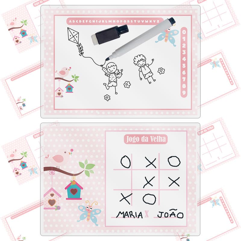 Kit 10 Lousa Mágica Tema Jardim Dos Pássaros Lembrancinha Festa De Aniversario Caneta + Apagador