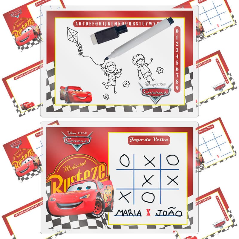 Kit 10 Lousa Mágica Tema Carros (Disney) Lembrancinha Festa De Aniversario Caneta + Apagador