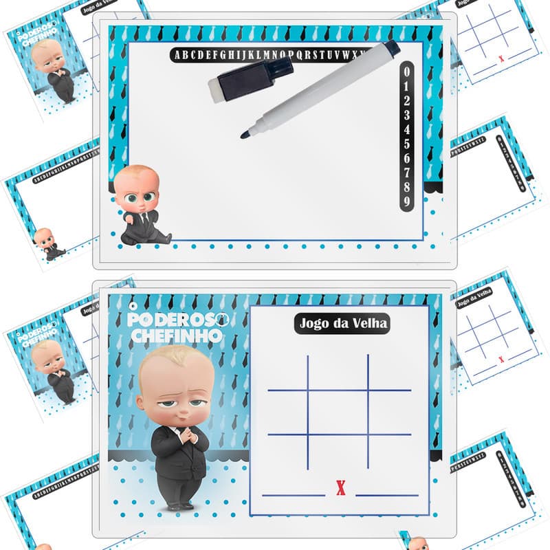 Kit 10 Lousa Mágica Tema O Poderoso Chefinho Lembrancinha Festa De Aniversario Caneta + Apagador
