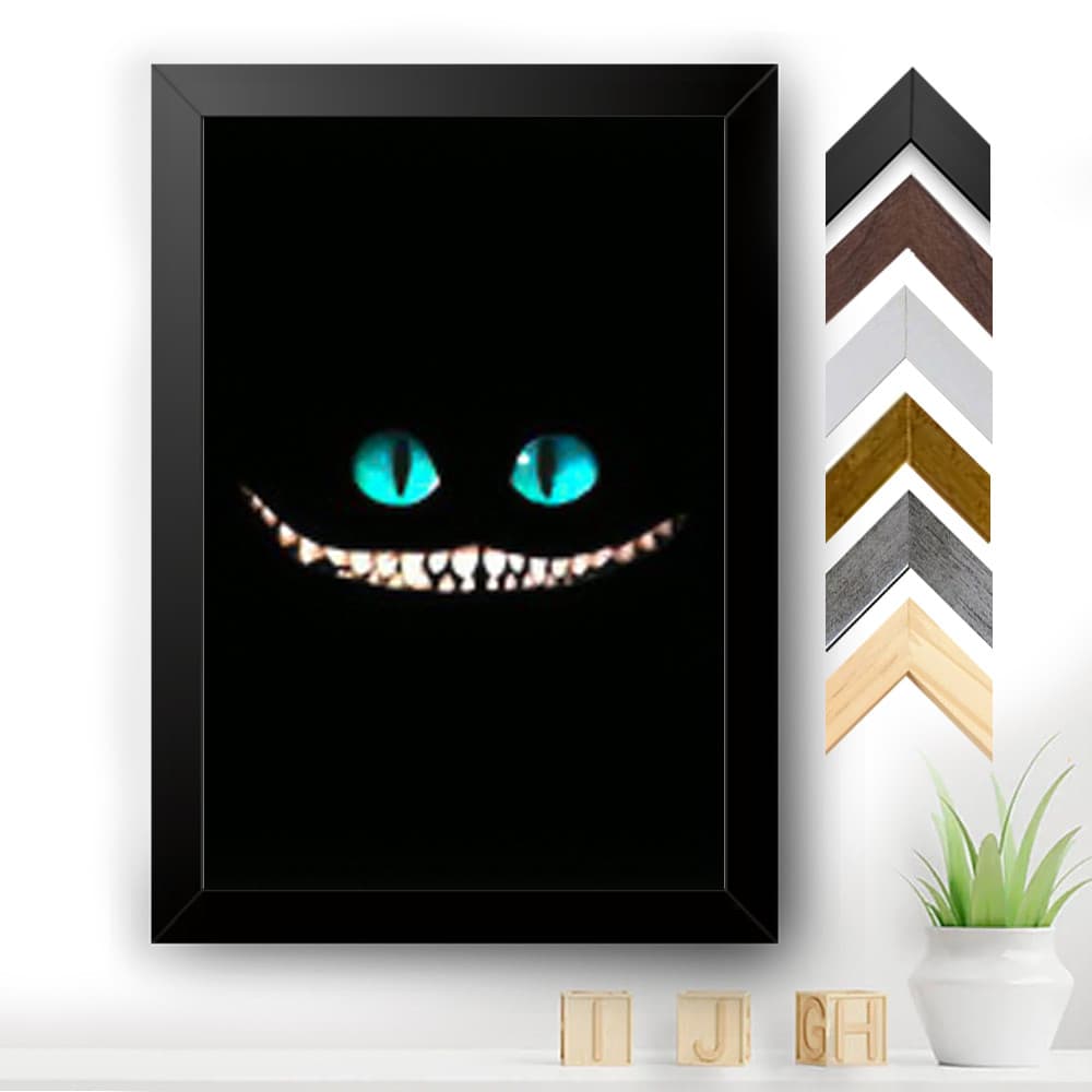 Quadro Decorativo Alice Gato olho Artista Decorativa A3 A4 moldura