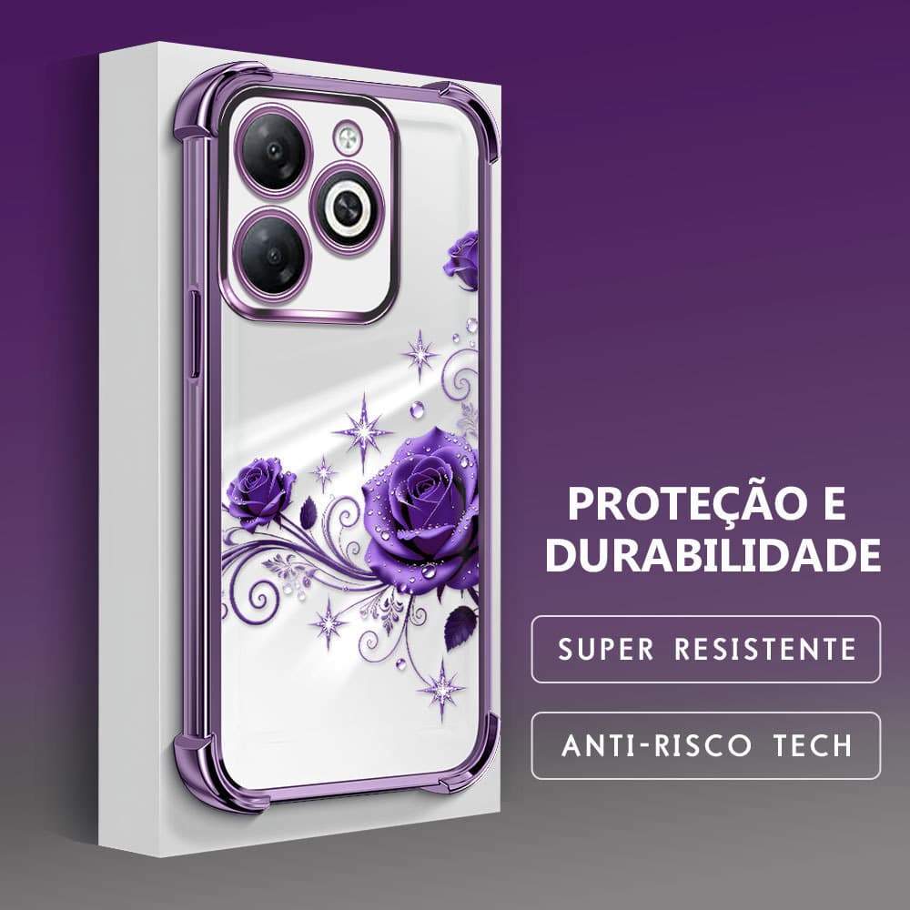 Anti Queda Padrão de Rosa Capinha Para Infinix Smart 8 Pro HD Plus Hot 40i Tecno Spark 20 20C Pop 8 Go 2024 S0847