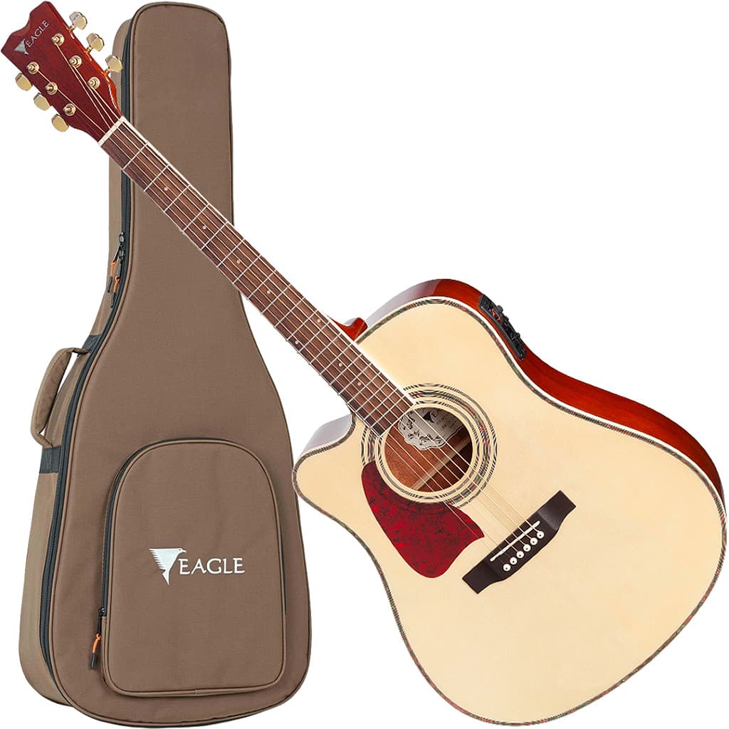 Violão Elétrico Folk Eagle CH889 LH Aço Natural Canhoto