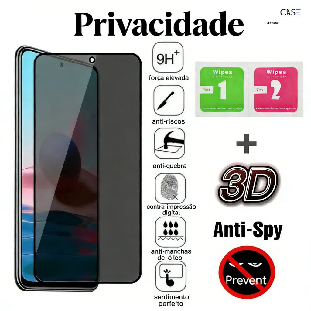 Película Cerâmica Privacidade Protetor Tela Fosca Anti Espião 3D Para Realme C75 C61 C55 C67 C53 C63 C51 C75X 4G M001