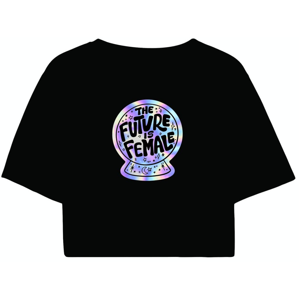 Cropped Feminino Preto Tumblr blogueira O futuro é feminino feminina manga curta